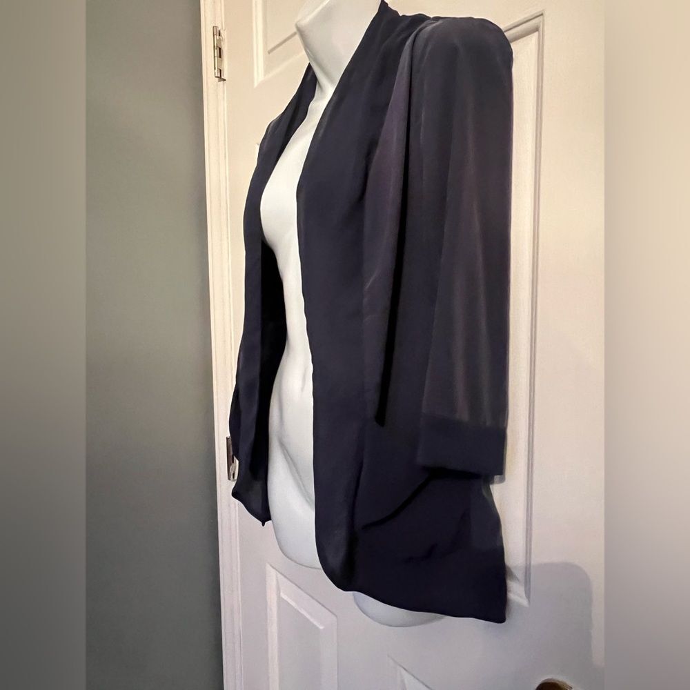 LC Lauren Conrad Navy Blue Draped Blazer Duster Open Front Small